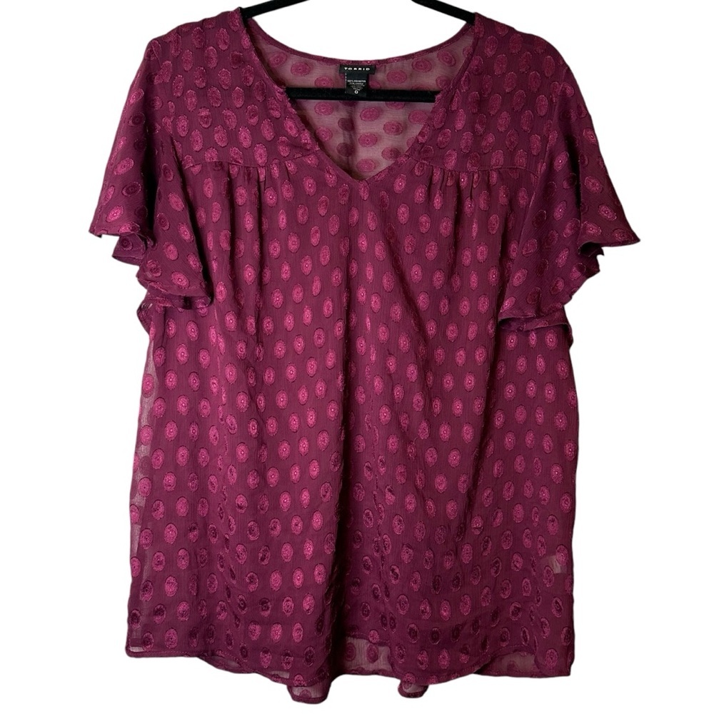 Torrid Swiss Dot Flutter Sleeve Blouse Sheer Boho Top 0X Romantic Feminine